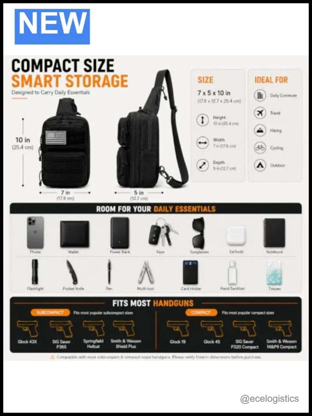 RFID Blocking Tactical Crossbody Sling Bag with MOLLE System